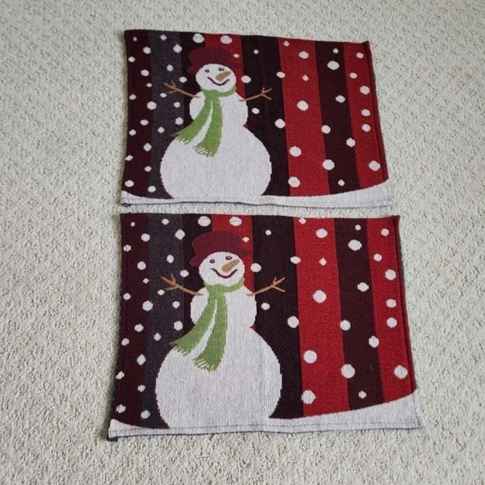 Vintage Snowman Christmas‎ Tapestry Placemats Set of 2 Holiday Decor 17x12